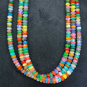 Multi Rajasthan Opal Gemstone Beads 3-4mm Faceted Rondelle Shape Multifire <b>Disco</b> Stone Jewelry Strand CMA Certified - Product Image 1