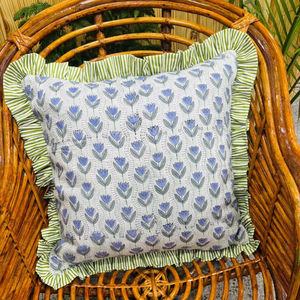 Beautiful Flower Print Cotton Frill Bohemian Pillow Cushion <b>Covers</b> -<b>Sofa</b> <b>Covers</b> Floral Cushion <b>Covers</b> Decorative Pillows - Product Image 1