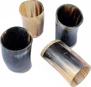 Cuerno para Beber Vino de Cuerno de Vaca y Buey con Vaso, Hermoso Producto Indio Más Vendido - Product Image 1