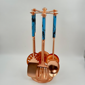 Luxury Design <b>Copper</b> Finish Stainless Steel <b>Kitchen</b> Set With Set Of 6 With Resin <b>Handle</b> Use For <b>Kitchen</b> In Low Price In India - Product Image 1