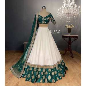 Lehenga Choli de créateur pour les fêtes, vêtements indiens et pakistanais avec des perles et des broderies - Product Image 1