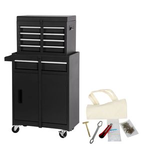 Detachable Top Rolling Tool Chest 5-Drawer <b>Storage</b> Cabinet with Universal <b>Lockable</b> Wheels Adjustable Shelves Tool <b>Box</b> Liner - Product Image 4