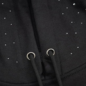 Sudadera con capucha de moda para hombre con pedrería, mezcla de algodón y poliéster, diseño de cristales en forma de lágrima, con cordón en el bajo, top de moda - Product Image 3