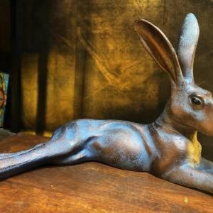 <b>Easter</b> Decoration Bronze Rabbit Sculpture Cast Iron Bunnies <b>Ornament</b> For Garden Events Decor Crafts - Product Image 4