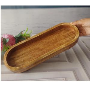 Bandeja Moderna de Madera Capsoul con Bordes Elevados, Forma Ovalada, Diseño Decorativo para Servir Aperitivos, Decoración para el Hogar, para Ramadán y Bodas - Product Image 1