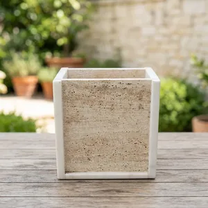 Vase rond en marbre pour table, décoration intérieure durable pour salon, toutes saisons - Product Image 2