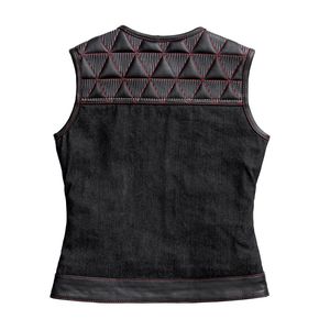 Chaleco de Motocicleta de Mezclilla Negra para Mujer - Product Image 2