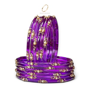 Nouveauté 2026 – Bracelets en verre violet goutte de pluie style cachemire, lot de 12, pour femmes, bijoux indiens de mariée, au prix le plus bas - Product Image 3