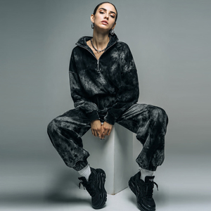 <b>Drop</b> Shoulder Stone Washed Sweatsuits Women Baggy <b>Acid</b> Wash Sweat Shirts Vintage Washed Sweatpants Set Women's - Product Image 4