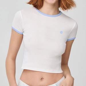 Modern Women Crop Top Breathable Short Sleeve Everyday Casual <b>Shirt</b> Soft Fabric For Summer Fashion Looks - Product Image 1