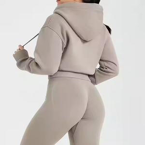 Chaqueta Deportiva Negra con Cremallera para Mujer, Top Corto con Capucha para Fitness, Ropa Deportiva para Gimnasio, Conjuntos de Entrenamiento, Top Corto con Capucha - Product Image 5