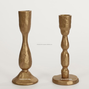 Juego de 3 Portavelas de Aluminio Forjado a Mano con Acabado en Latón Antiguo, Decorativos, para Bodas y Fiestas, Colección DIVA, Resistentes al Calor - Product Image 3