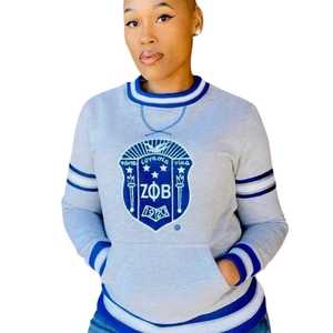 เสื้อสเวตเชิ้ตคอกลมสีเทา Zeta Phi Beta ปักลายเชนิลล์ เสื้อผ้าชมรมพี่น้องชาวกรีก สำหรับทุกเพศ ผลิตจากผ้าฝ้ายพรีเมียม - Product Image 6