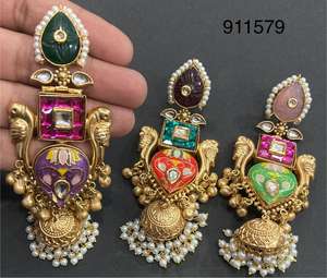 Bohemio Bollywood oxidado joyería estilo étnico afgano borla pendientes flor Jhumka indio pendientes fiesta joyería - Product Image 3