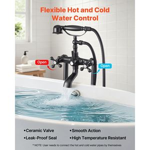 Rubinetto per vasca da bagno a piedini in bronzo anticato vintage, doccia a mano indipendente con raccordo per il riempimento della vasca, kit rubinetteria per vasca e doccia - Product Image 6