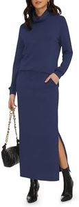 Ensemble jupe 2 pièces pour femme Casly Lamiit, hauts à col roulé, jupe longue, tenues assorties avec poches, vêtements de détente d'automne - Product Image 3