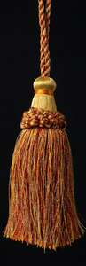 Tassel Decorative Pillow Accent Orange Gold Satin Blue Cushion Trim - Product Image 3