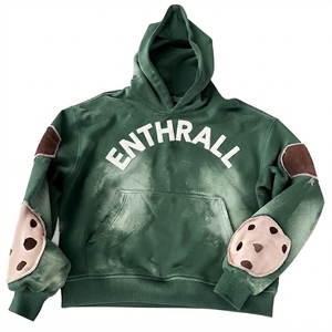 Sudadera con Capucha Verde para Hombre, Talla Grande, de Algodón French Terry, Informal, para Otoño, con Bolsillos y Estampado por Transferencia Térmica - Product Image 1