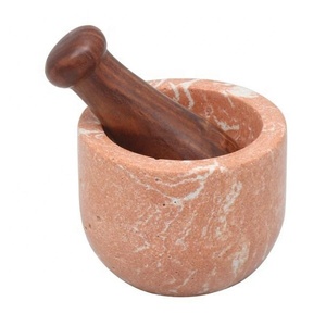 Ensemble d'ustensiles de cuisine en céramique de haute qualité fait à la main classique comprend bois marbre mortier pilon ail Smasher épices herbe broyeur - Product Image 4