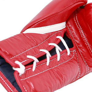 ถุงมือชกมวยสีแดงแบบเต็มนิ้ว วัสดุ PU สำหรับผู้ใหญ่ อุปกรณ์ฝึกซ้อม ปรับแต่งโลโก้ได้ - Product Image 6