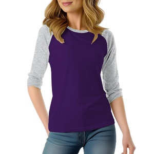 T-shirt de baseball personnalisé pour femme avec logo, en tricot côtelé, manches raglan contrastantes, coupe ajustée, style streetwear tendance - Product Image 1