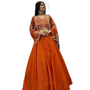 Lehenga Choli Tradicional de Seda Chinon Pura, Suave y Elegante, Diseño Exclusivo para Eid y Ramadán, Disponible en Varios Colores - Product Image 1