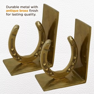 Sujetalibros de Metal Rústico con Forma de Herradura, Accesorio Decorativo para Oficina y Hogar, 2 Piezas, Sujetalibros Tradicionales - Product Image 5