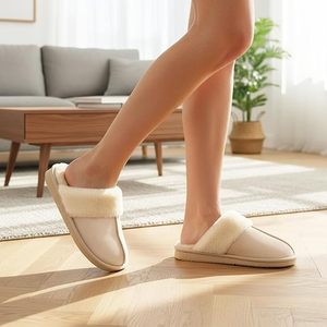 Pantuflas Cómodas de Piel Sintética, Punta Redonda, Cálidas y Afelpadas, con Espuma Viscoelástica, Antideslizantes, para Interiores y Exteriores, para Mujer - Product Image 3