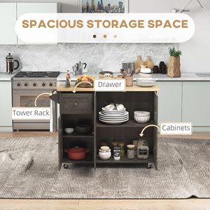 Carrello da Cucina Moderno su Ruote con Tre Armadietti, Ripiano Regolabile, Design Impilabile in Legno di Quercia Ecologico e MDF - Product Image 4
