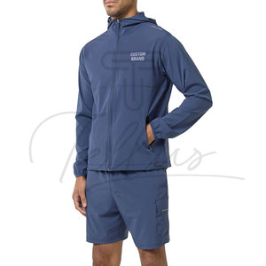 Custom Logo Nylon Men's jacket Windbreaker Sports Jacket and Shorts Sets Custom Made Men Sets Two Piece Windbreaker Shorts - Product Image 2