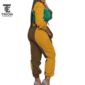 OEM Custom Casual Eco-Friendly Color Block Lightweight Technical <b>Windbreaker</b> Tracksuit <b>Women</b> 2Pcs Color Contrast - Product Image 2