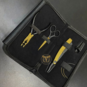 Professional Gold Hair Extension Tools <b>Set</b> – Stainless Steel Plier Kit with Cutting Scissors <b>Razor</b> & Crochet Needle for Salon - Product Image 3