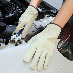 Guantes de Trabajo de Cuero Antiestáticos y Anticorte para Hombre y Mujer, Color Blanco, Puño Elástico, Guantes de Seguridad para Trabajo Manual - Product Image 6