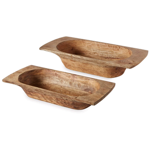 Bol à pâte en bois d'acacia, lot de 2, pour table de maison, logo personnalisé, idéal pour les fêtes, Noël, mariages - Product Image 1
