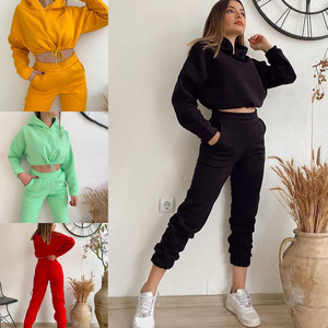 Autumn Winter New Patchwork Color Two Piece Sets Women Zip Long Sleeve <b>Crop</b> <b>Top</b> And Pants Tracksuits Casual Sport Outfits - Product Image 4