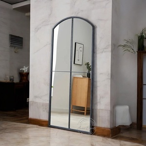 <b>Arched</b> <b>Full</b> <b>Length</b> <b>Mirror</b> Industrial Black Metal Frame Modern Eco-Friendly Personal Beauty Care Floor Standing Bedroom Decor - Product Image 1