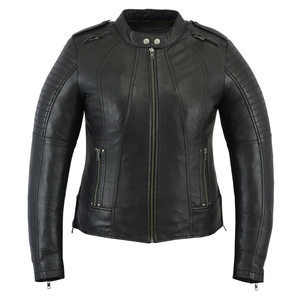 Men Quilted OEM Service Genuine Leather Men's <b>Light</b> Brown Canvas Eco-Friendly <b>Waterproof</b> Winter Full Sleeve Leather <b>Jacket</b> - Product Image 4