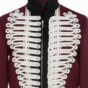 Men's Navy <b>Blue</b> Double Breasted Shirt Jacket Mandarin Collar Gold Buttons Formal Winter Wear Regular Fit Polyester <b>Material</b> - Product Image 2