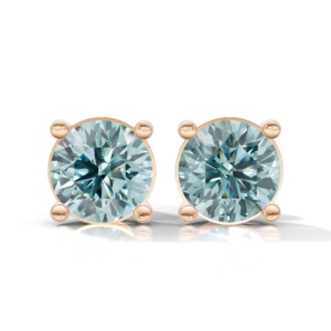 Heerani Jewels Lab Grown Round Paraiba 925 <b>Sterling</b> <b>Silver</b> Classic <b>Stud</b> Vermeil Rose Gold Unisex <b>Earrings</b> - Product Image 4