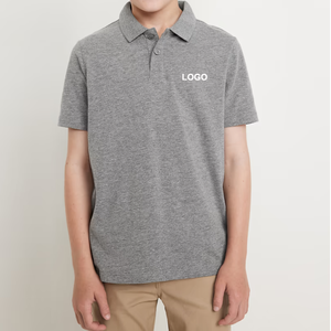 เสื้อโปโลผ้าฝ้ายสีเทา ยี่ห้อ Brand Knit สำหรับเด็กนักเรียน ผลิตในฝูเจี้ยน - Product Image 1