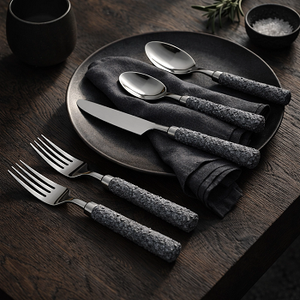 Ensemble de cuillères à salade personnalisées avec logo, en acier inoxydable, pour servir la soupe et le riz, qualité supérieure, manche moderne, pour la cuisine et l'hôtellerie - Product Image 4