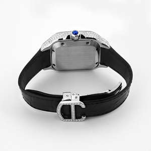Luxury Miyota Mechanical Stainless Steel <b>Square</b> Leather <b>Mens</b> Full Moissanite Diamond Charm Analog Business <b>Watch</b> 5BAR Water - Product Image 5