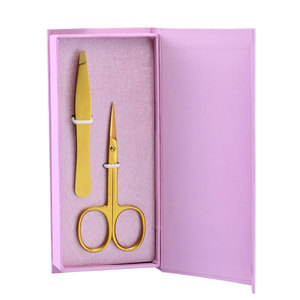 Pinzas para cejas de acero inoxidable y mini tijeras rectas para cejas, juego de herramientas de fácil agarre para recortar los pelos de las cejas - Product Image 3