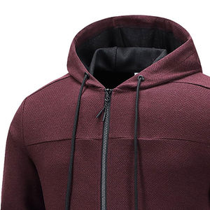 Ensemble de survêtement décontracté pour homme, automne, à capuche, couleur unie, manches longues, fermeture éclair, sweat-shirt et pantalon, matière polyester respirante - Product Image 2