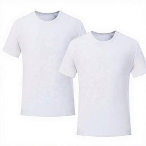 T-shirt sportif blanc en polyester pour homme, manches courtes, col rond, coupe classique, à carreaux, respirant, jersey tricoté écologique - Product Image 1