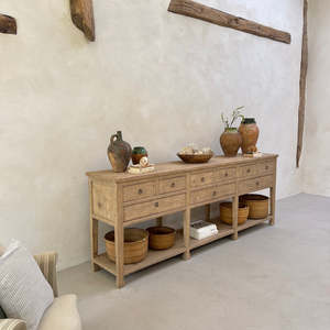 Aparador Grande Rústico Falmouth de Madera Maciza, Mesa Auxiliar, Mueble de Almacenamiento para Entrada Estilo Granja, Mueble Vintage para Sala de Estar - Product Image 3
