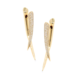 Pendientes de Oro Sólido de 18K con Diseño de Cruz y Diamantes, Inspirados en Púas, Joyería Fina y Atrevida, Regalo Delicado para Ella - Product Image 1