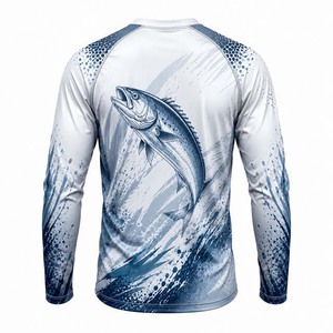 Camisa de Pesca de Manga Larga para Hombre, Protección Solar UPF 50, Secado Rápido, Estampado por Sublimación, Poliéster, Diseño de Peces Azules, Talla Adulto - Product Image 2