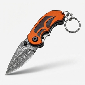 Cuchillo de llavero hecho a mano en Damasco, cuchillo plegable compacto con hoja de primera calidad, herramienta portátil para viajes y uso diario. - Product Image 2