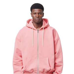 Sweat-shirts à capuche personnalisés 100% coton, couleur personnalisée, lavage vintage, fermeture éclair intégrale pour hommes - Style hip-hop à épaules tombantes - Product Image 1